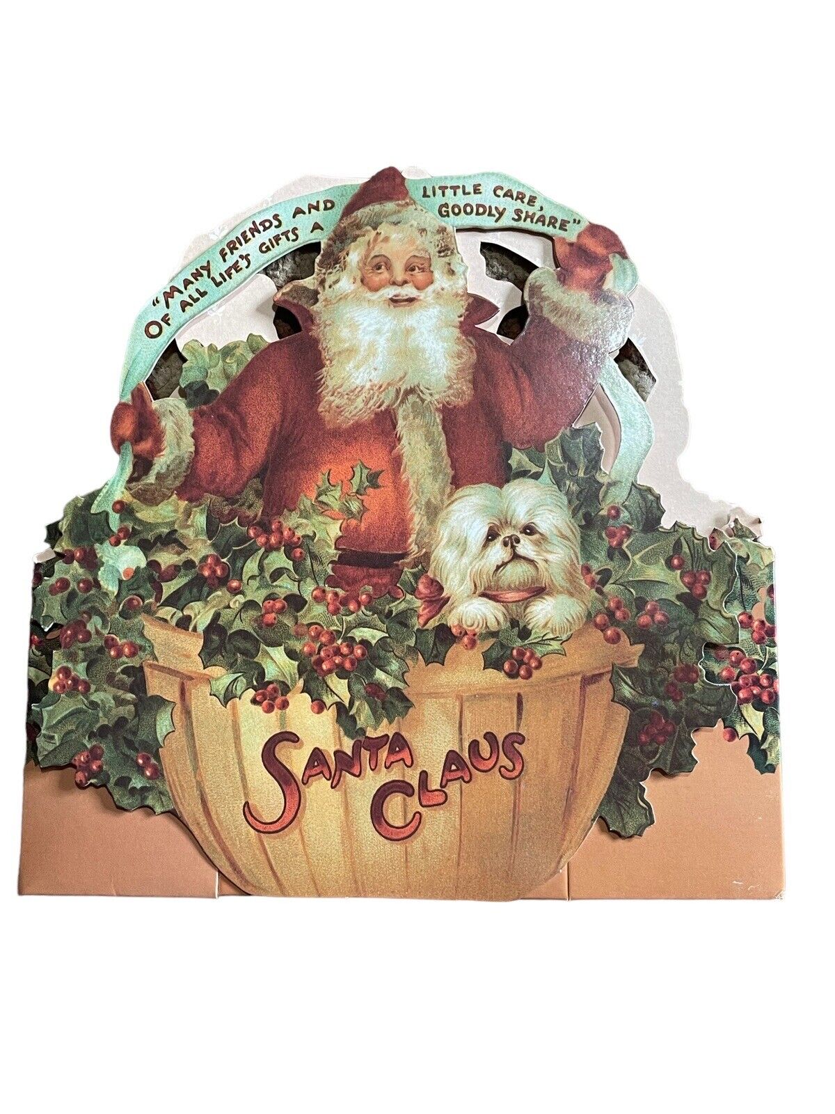 Vintage 1988 John Grossman The Gifted Line Santa-in-a-Basket Box Victorian Style