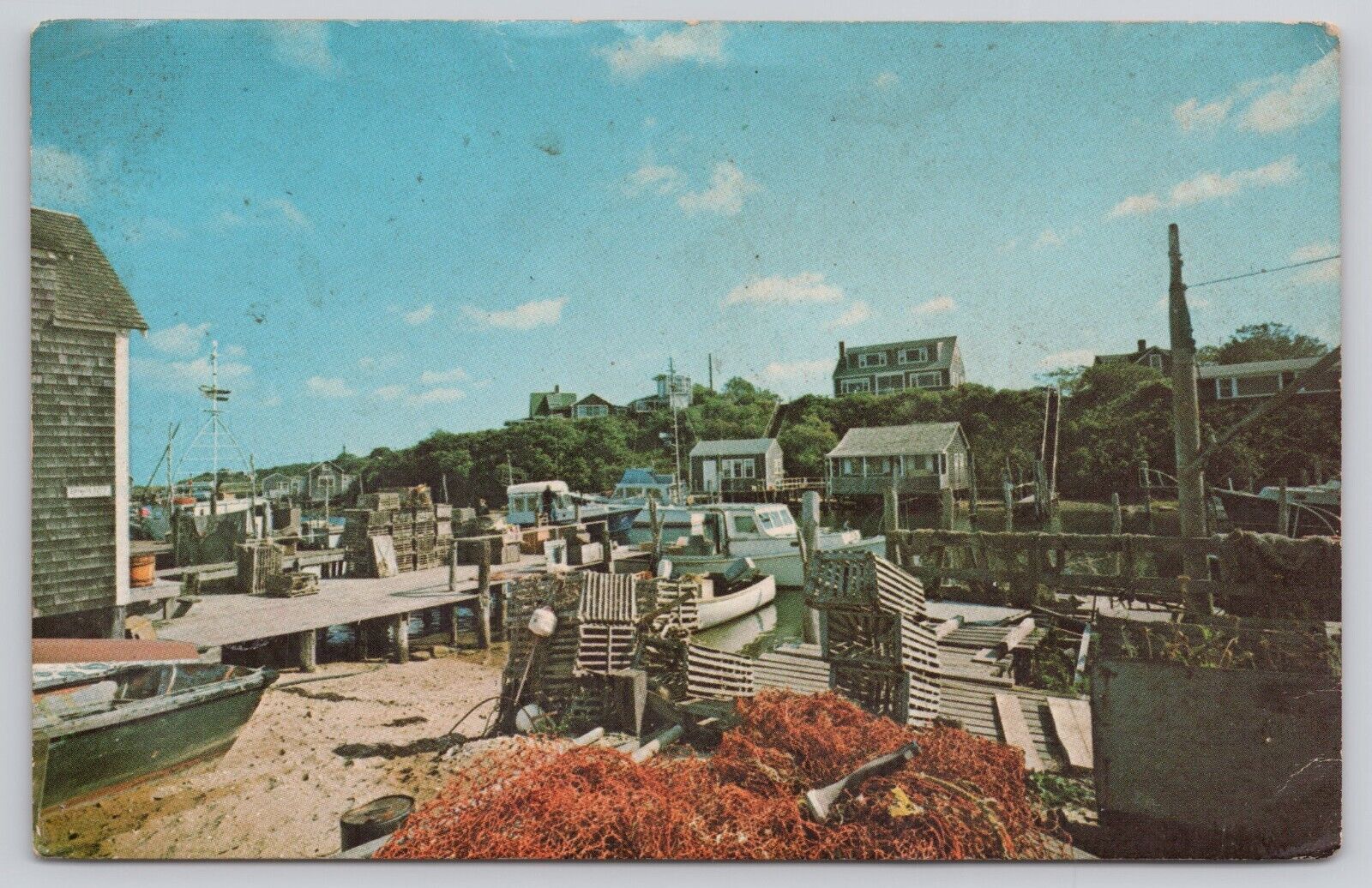 Postcard Menemsha harbor, Martha\'s Vineyard, Massachusetts