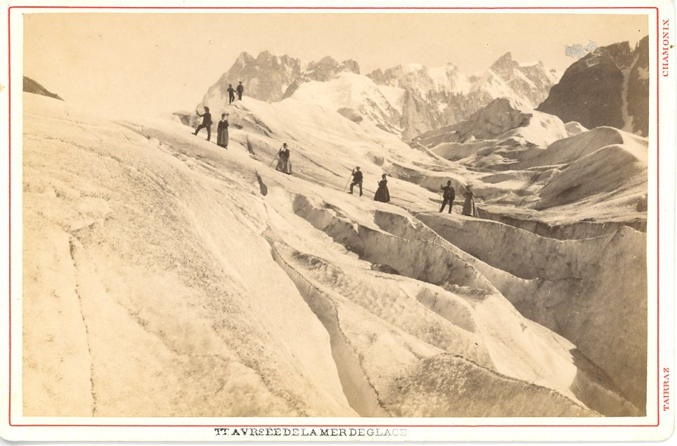 Tairraz, France, Chamonix, Crossing the Sea of Ice vintage albumen print, 