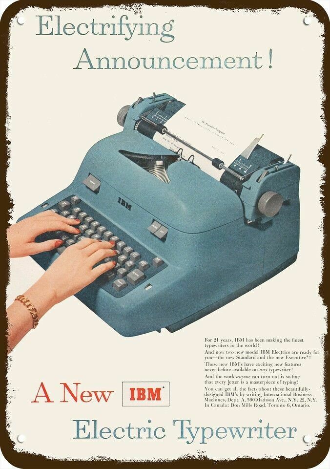 1954 IBM Electric Typewriter Vintage-Look-Edge **DECORATIVE REPLICA METAL SIGN**