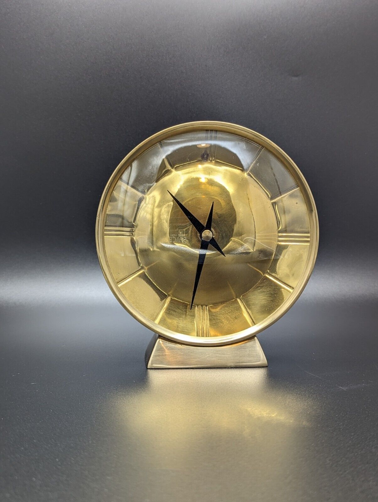 ✨ Vintage MCM Brass Clock Quartz Mid Century Modern Clock