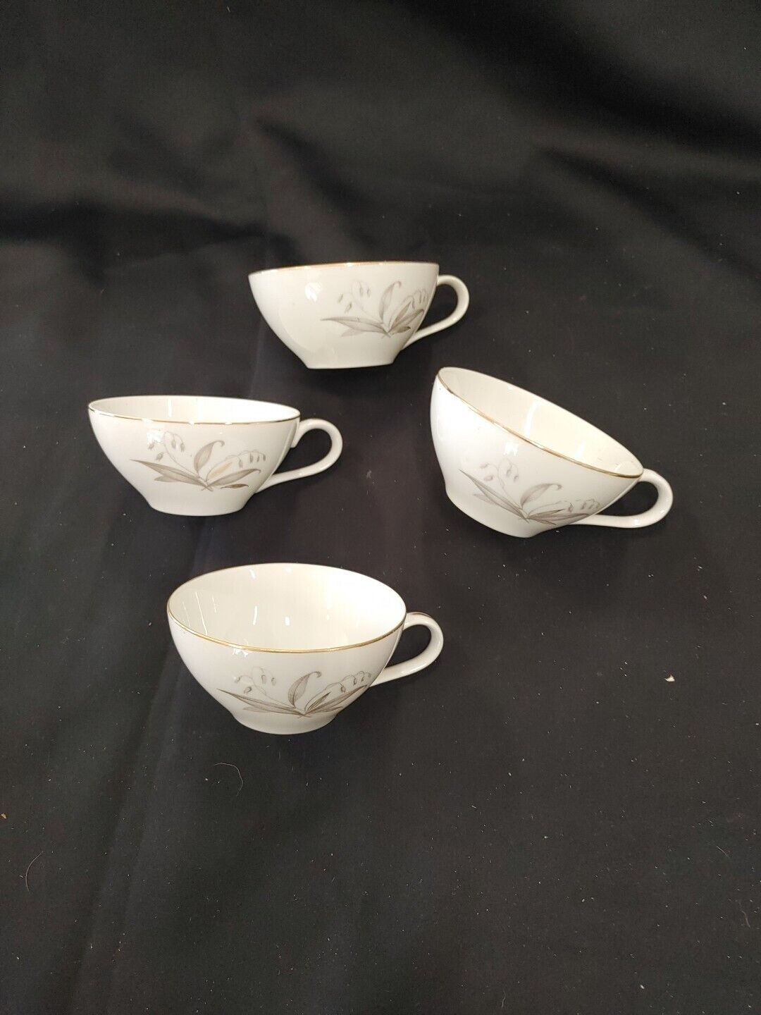 Set of 4 Vintage 1961 KAYSONS Golden Rhapsody Fine China Coffee Tea Cups Japan