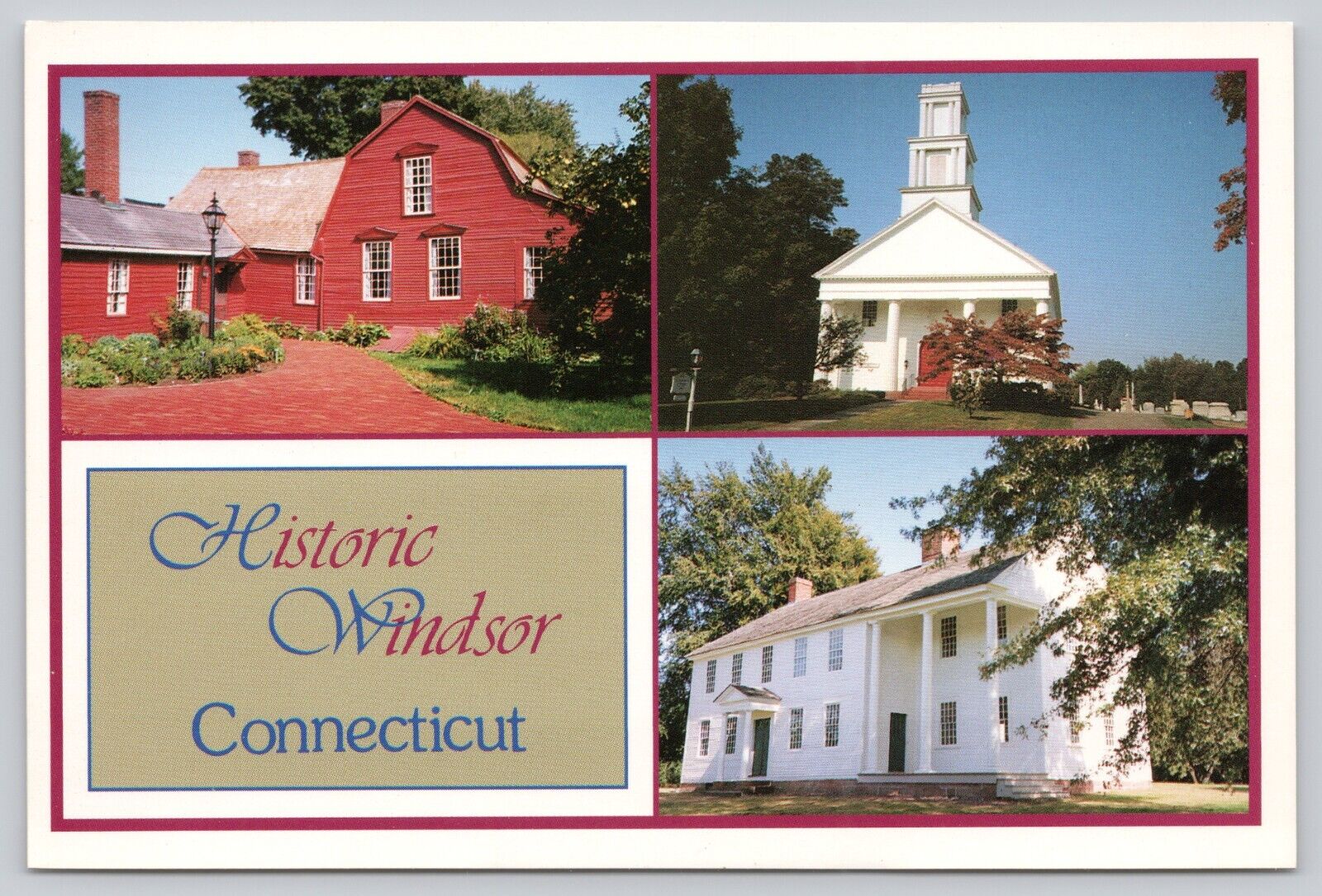 Postcard Windsor CT Lt Walter Tyler House Oliver Ellsworth Home and First Church