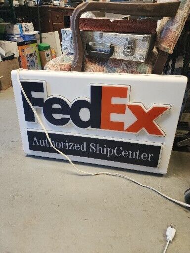 FedEx Authorized ShipCenter Lighted Display Sign 29”x 18x 4” *DOES NOT WORK*