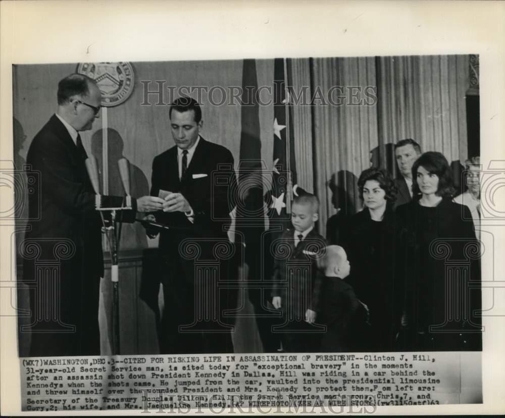 1963 Press Photo Clinton J. Hill honored for \