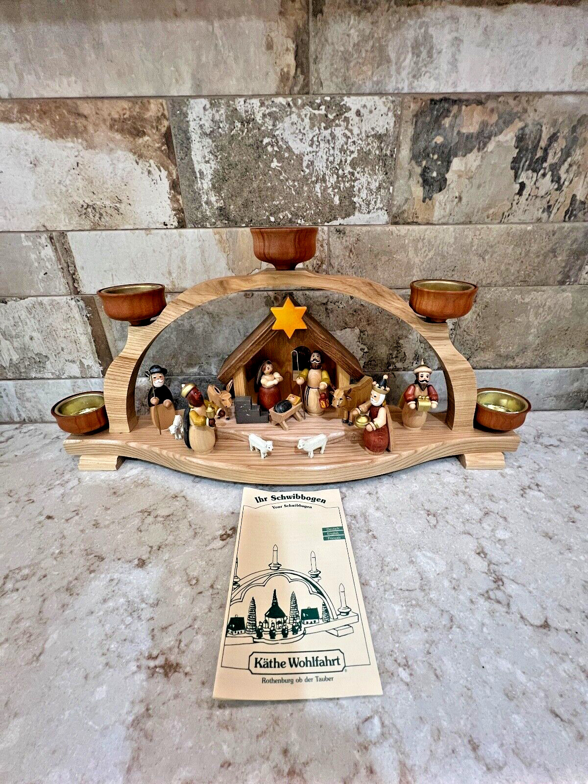 Kathe Wohlfahrt Nativity Schwibbogen Wooden Candle Arch