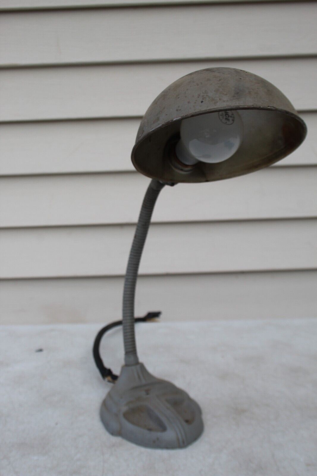 RODALE Antique Rodale Art Deco Cast Iron Base Gooseneck Industrial Desk Lamp