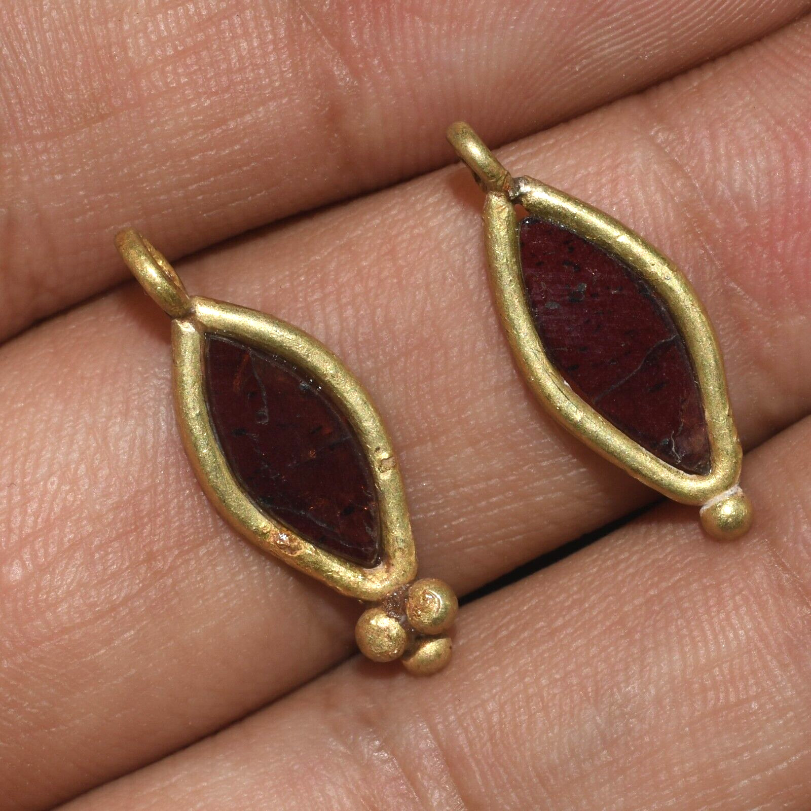 Pair of Genuine Ancient Hellenistic Greek Gold Earrings Ca. 4th‒3rd century B.C.