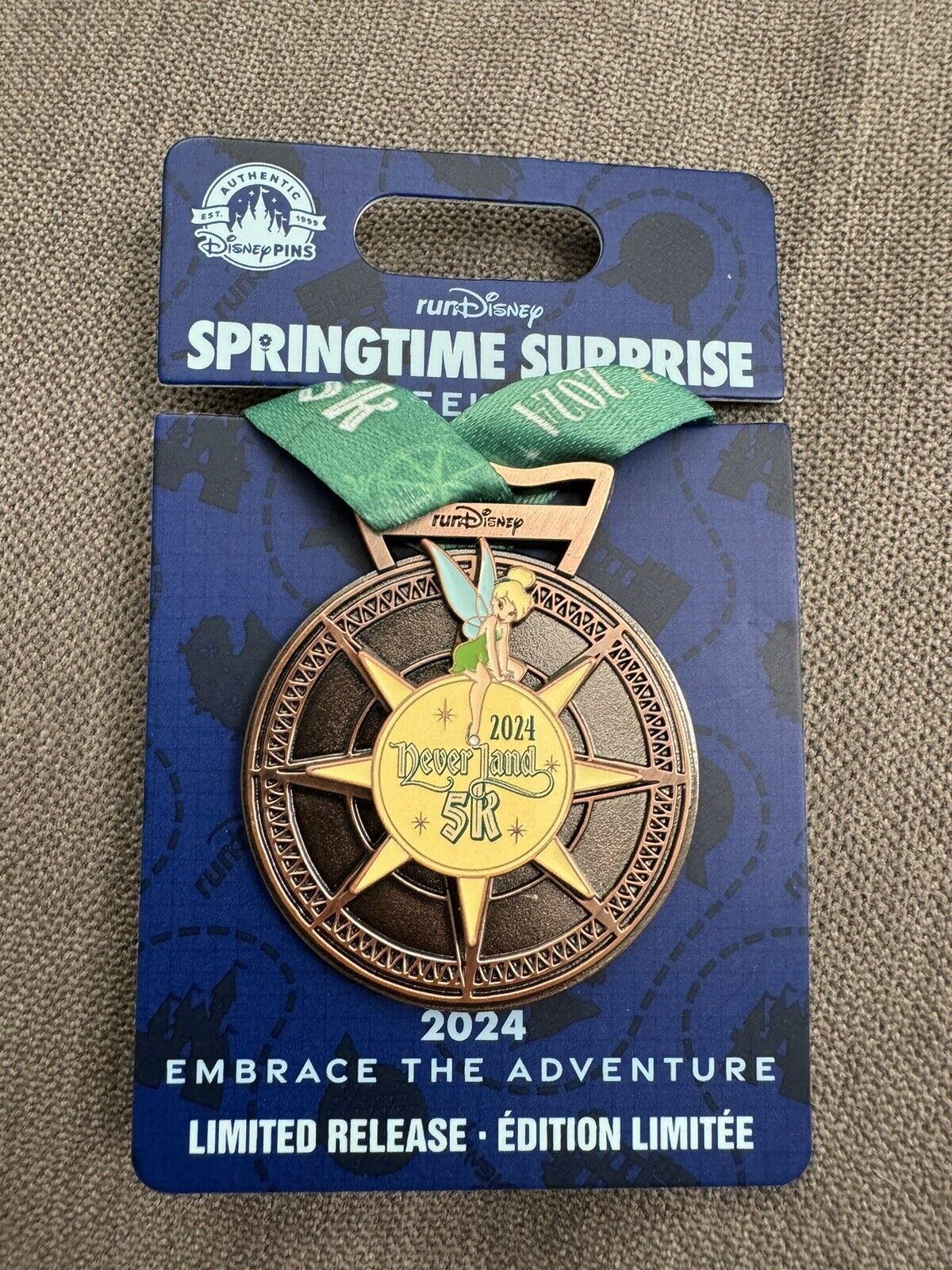 2024 Walt Disney World RunDisney Springtime Surprise Tinker Bell 5k Medal Pin