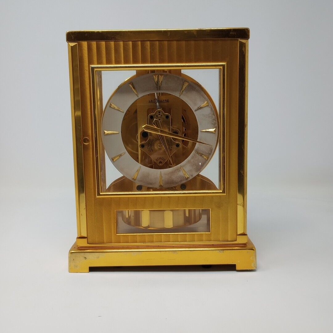 Vintage Switzerland LECOULTRE 15 Jewel ATMOS Gold Gilt Tuxedo Clock 522