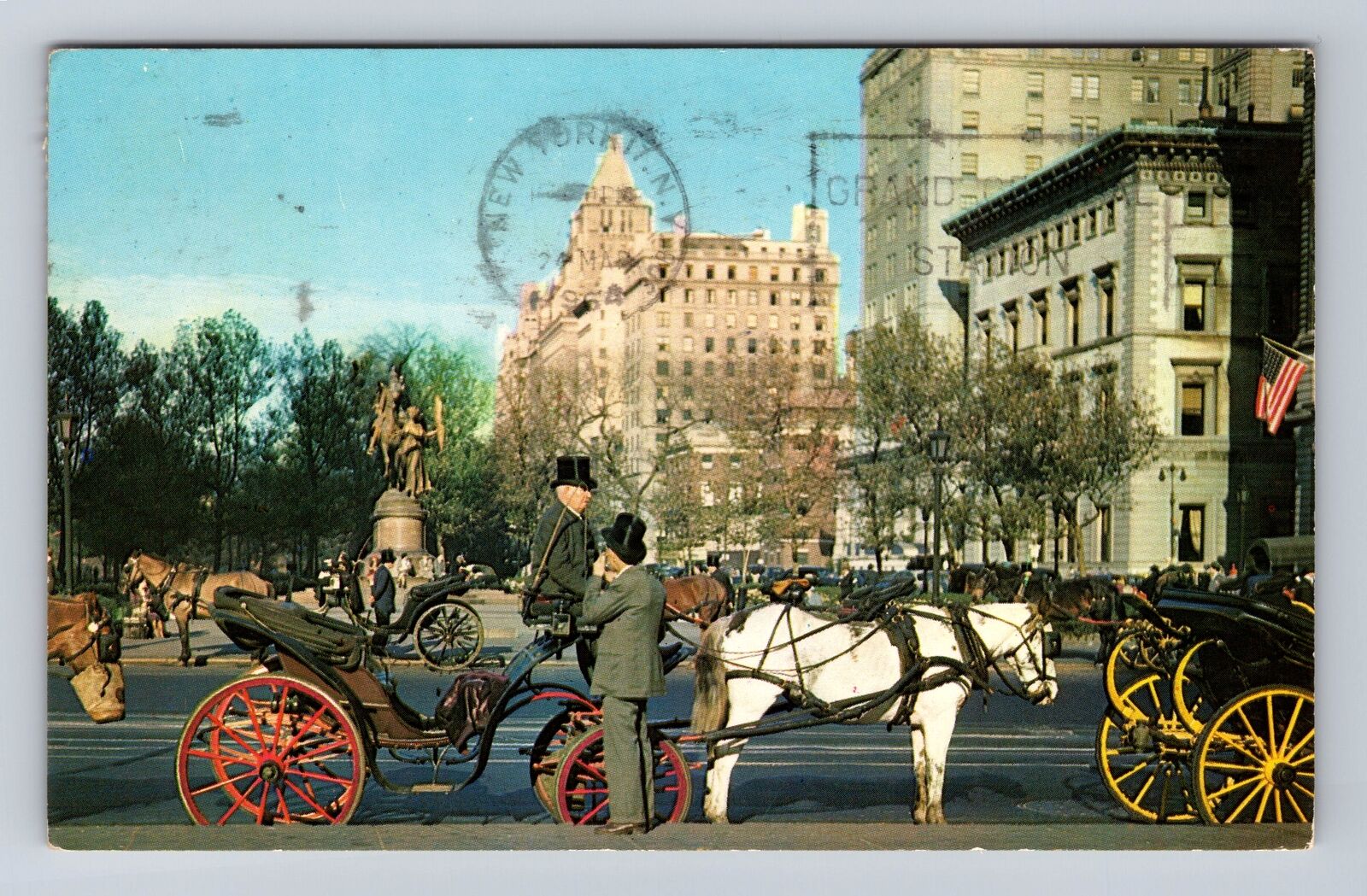 New York City NY-Carriages On 59th Street, Antique, Vintage c1914 Postcard