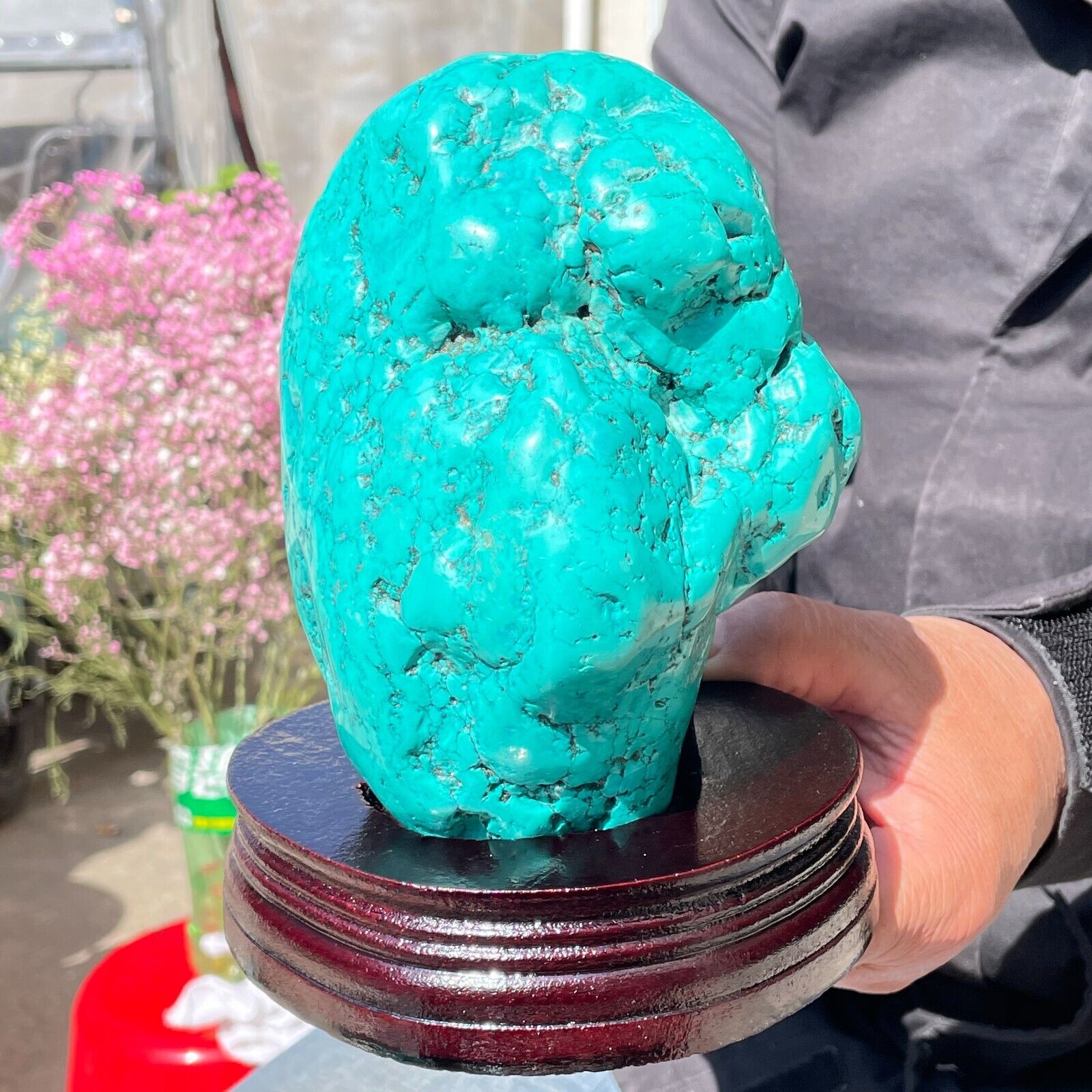 3.70LB Large Natural Blue Green Turquoise Green Crystal Gemstone Specimen Base