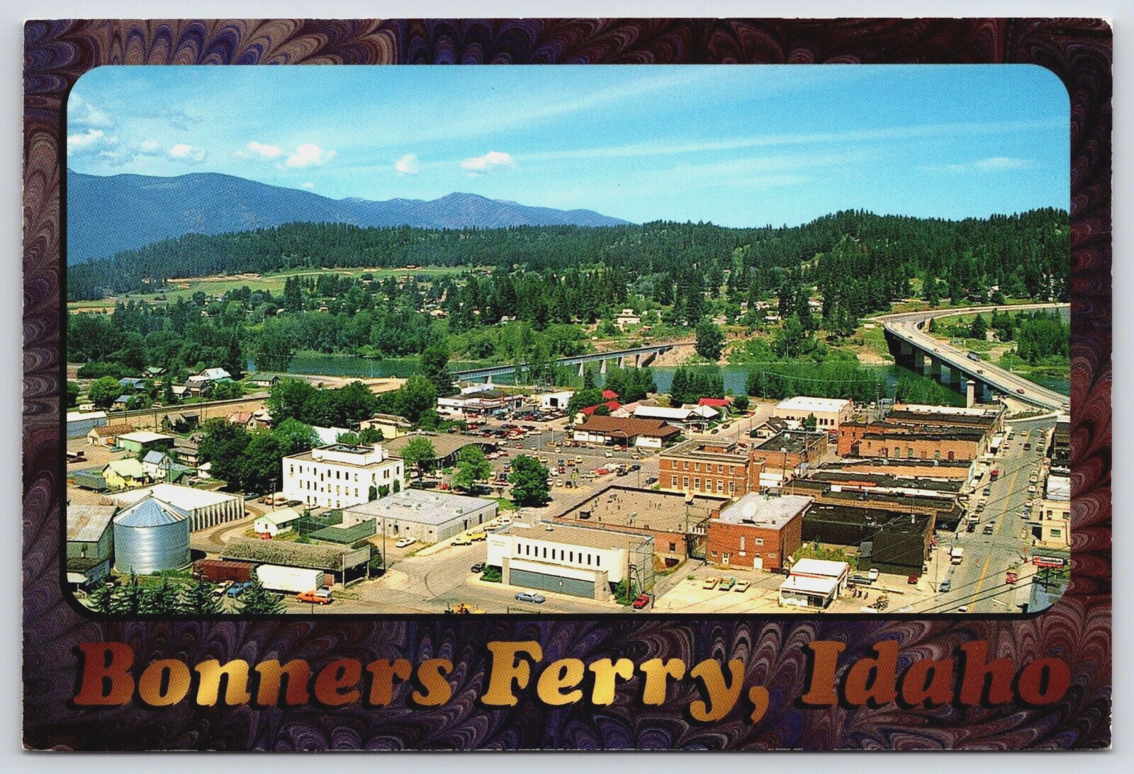 Aerial View Bonners Ferry Idaho ID Main Street Kootenai River 6x4 Postcard B21