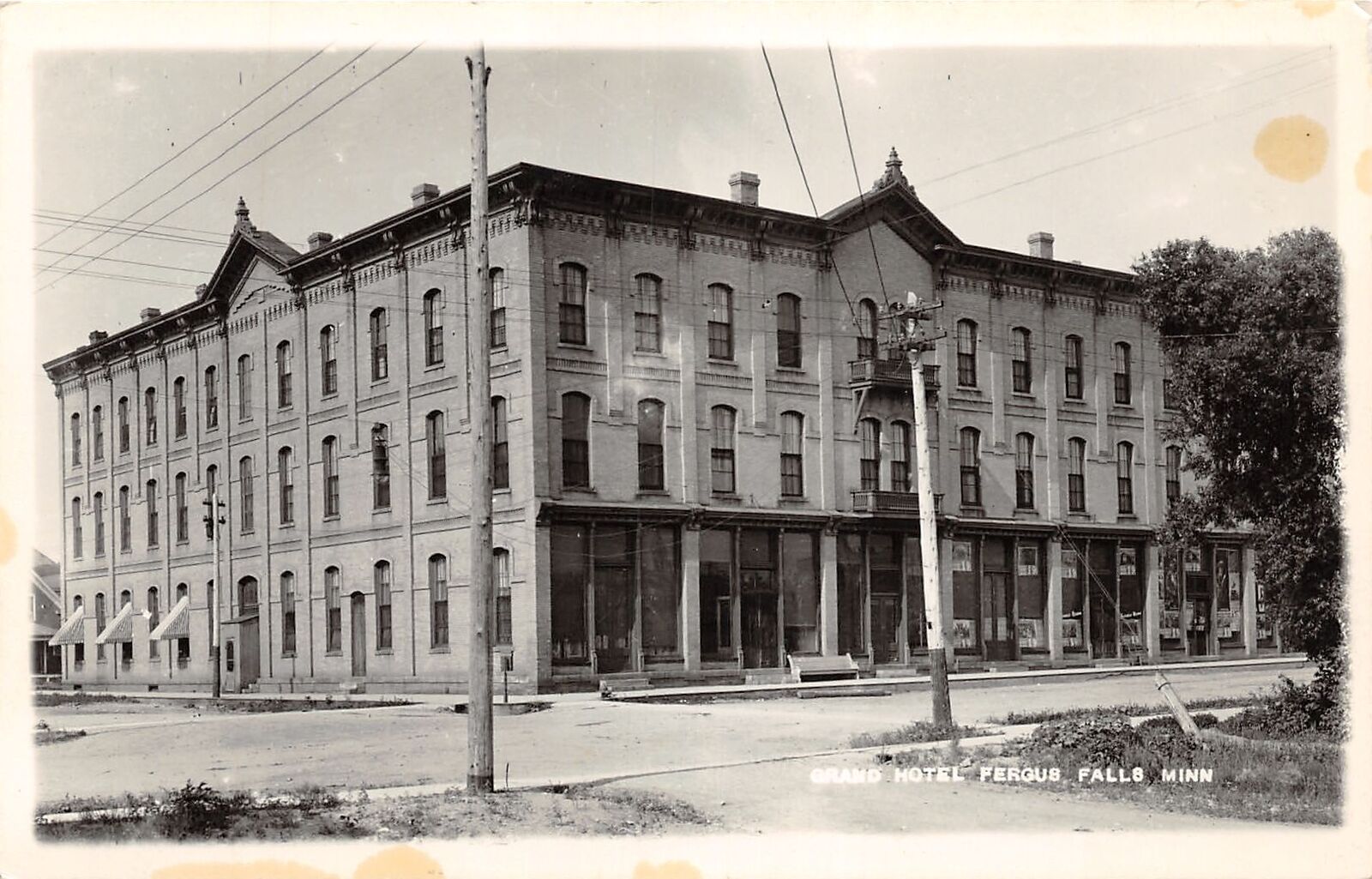 J51/ Fergus Falls Minnesota RPPC Postcard c1930s Grand Hotel Building 168