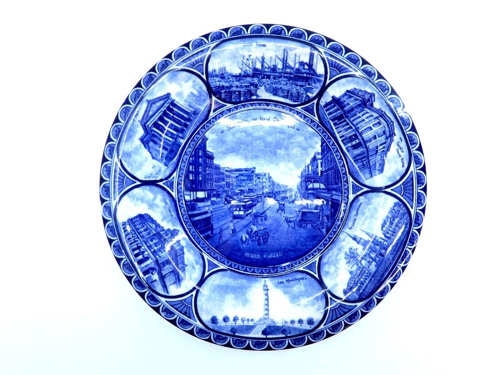 1900's ROWLAND & MARSELLUS New Orleans Canal Street Blue Plate Souvenir 10
