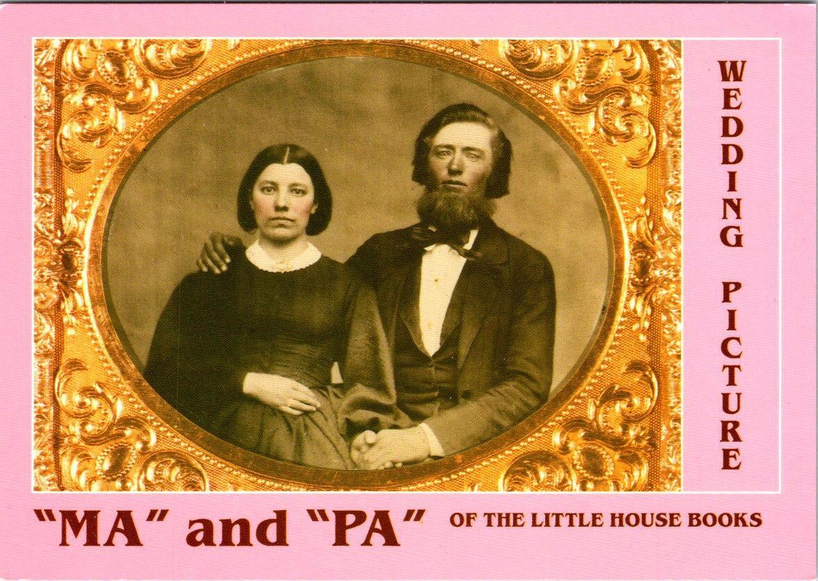 Repro CHARLES & CAROLINE INGALLS WEDDING PICTURE Little House Books 4X6 Postcard