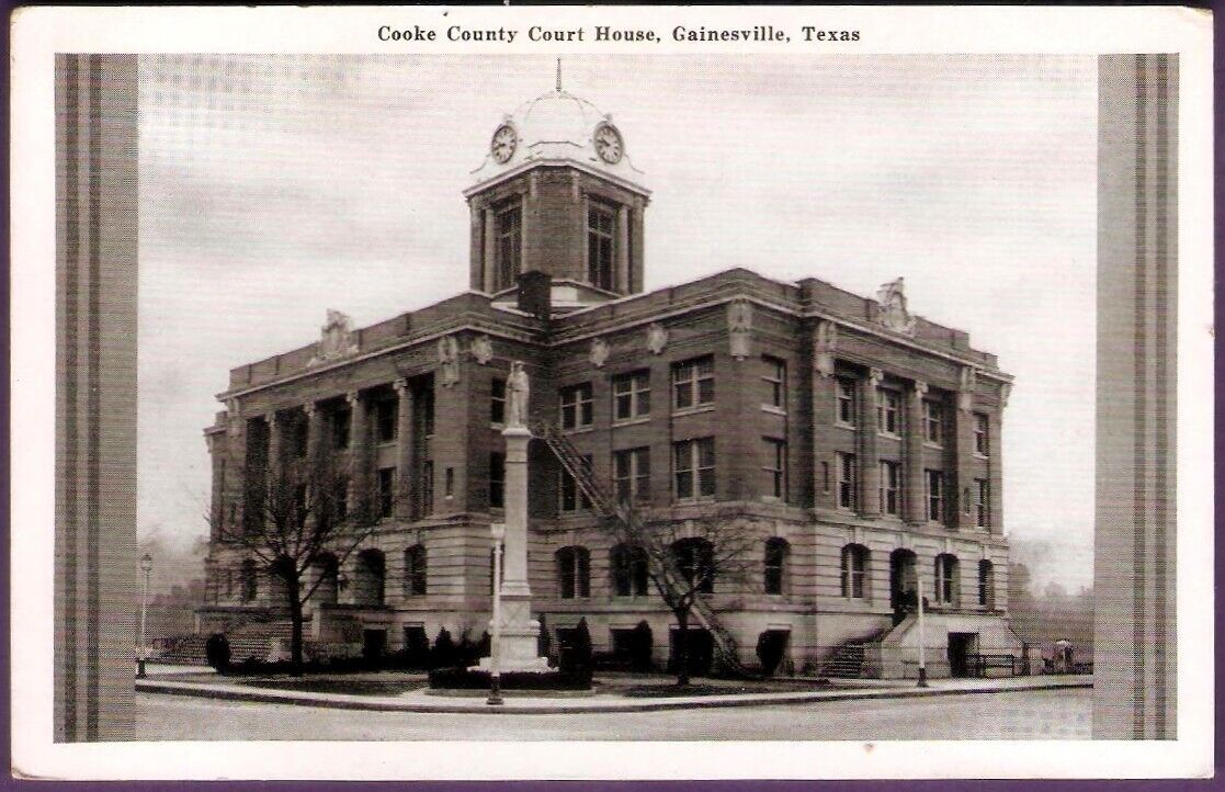 Gainesville Texas Cooke County Courthouse Vintage Postcard