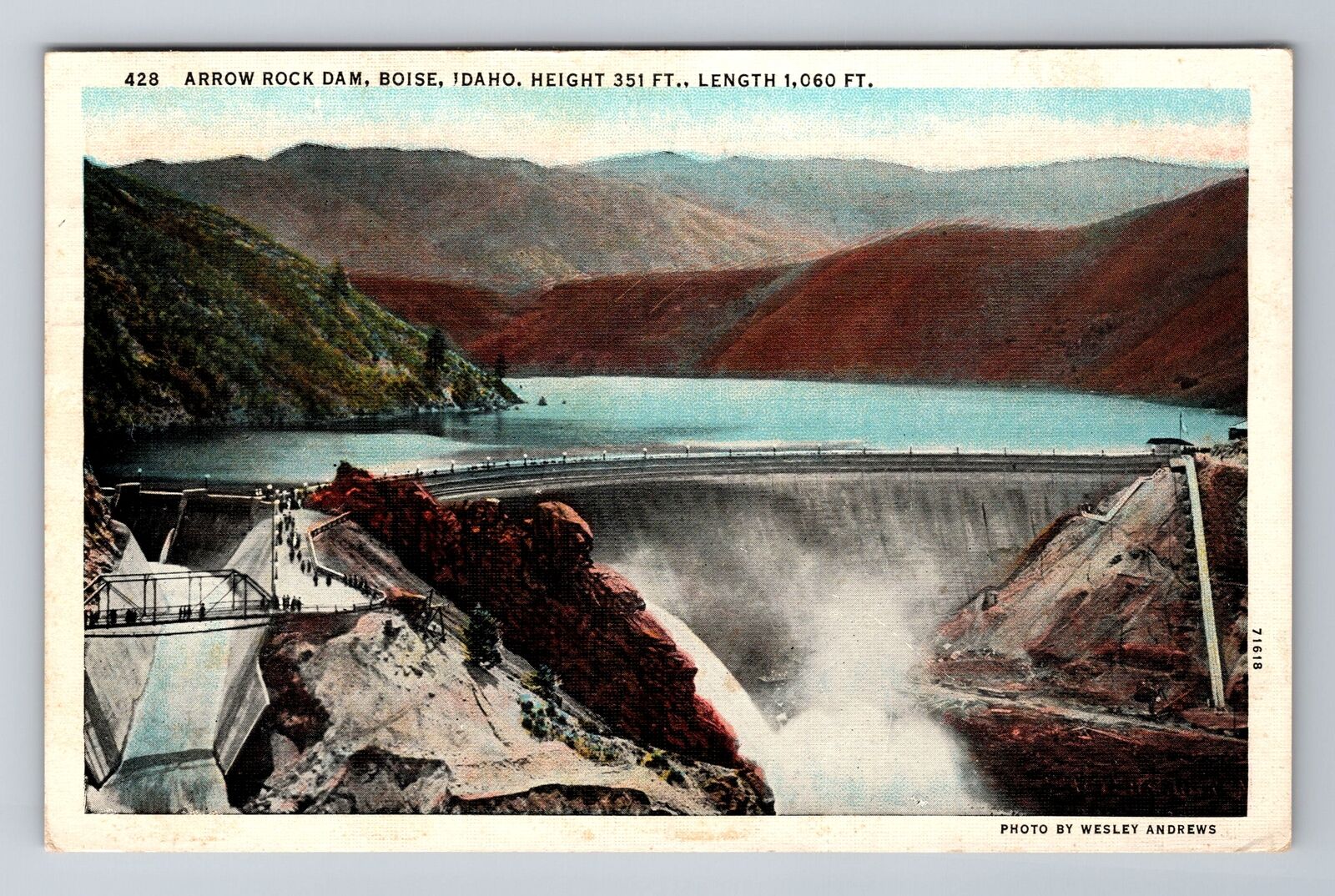 Boise ID-Idaho, Arrow Rock Dam, c1938 Antique Vintage Souvenir Postcard