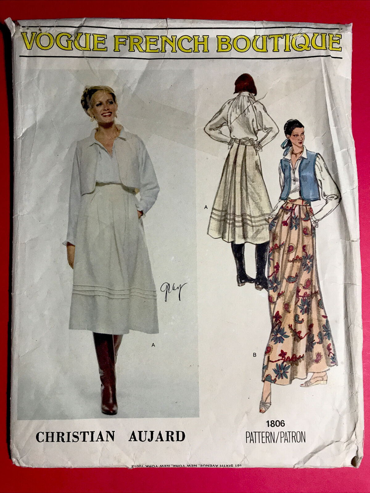 Rare Vogue French Boutique 1806 Christian Aujard Blouse Vest Skirt 14 Pattern