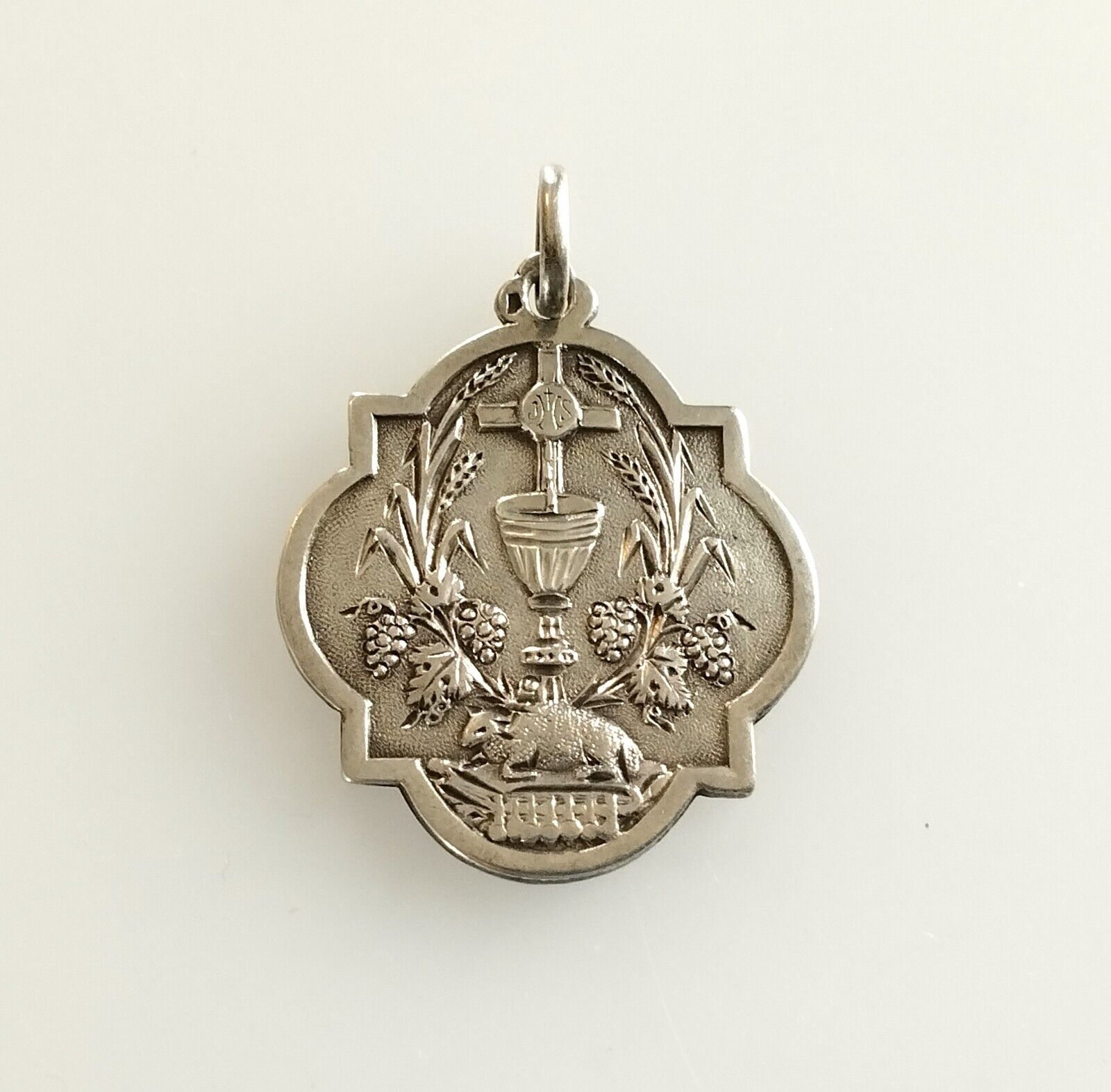 Mama-Estelle Antique Big/Large Medal Communion Chalice Silver Agnus Dei