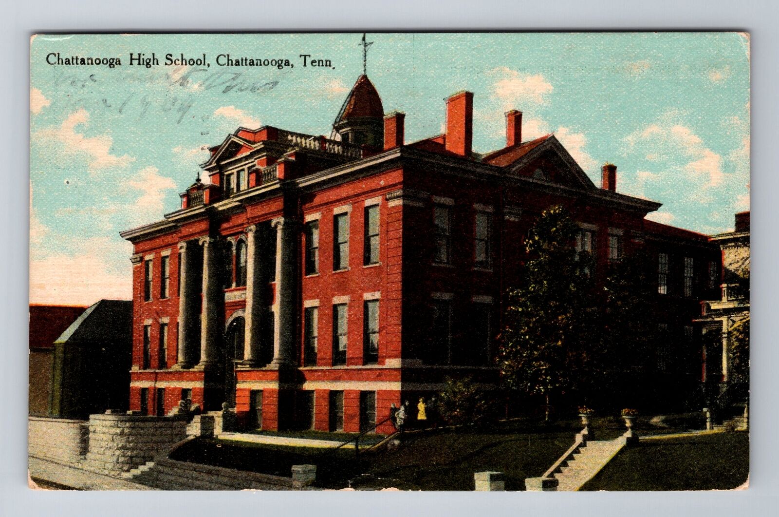 Chattanooga TN-Tennessee, Chattanooga High School, Vintage Souvenir Postcard