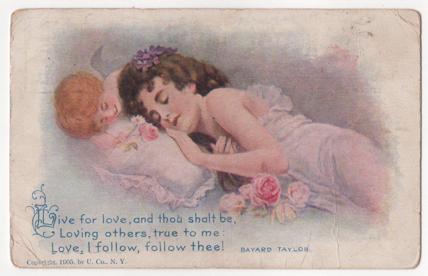 Live For Love - poetry by Bayard Taylor - circa 1905 postcard