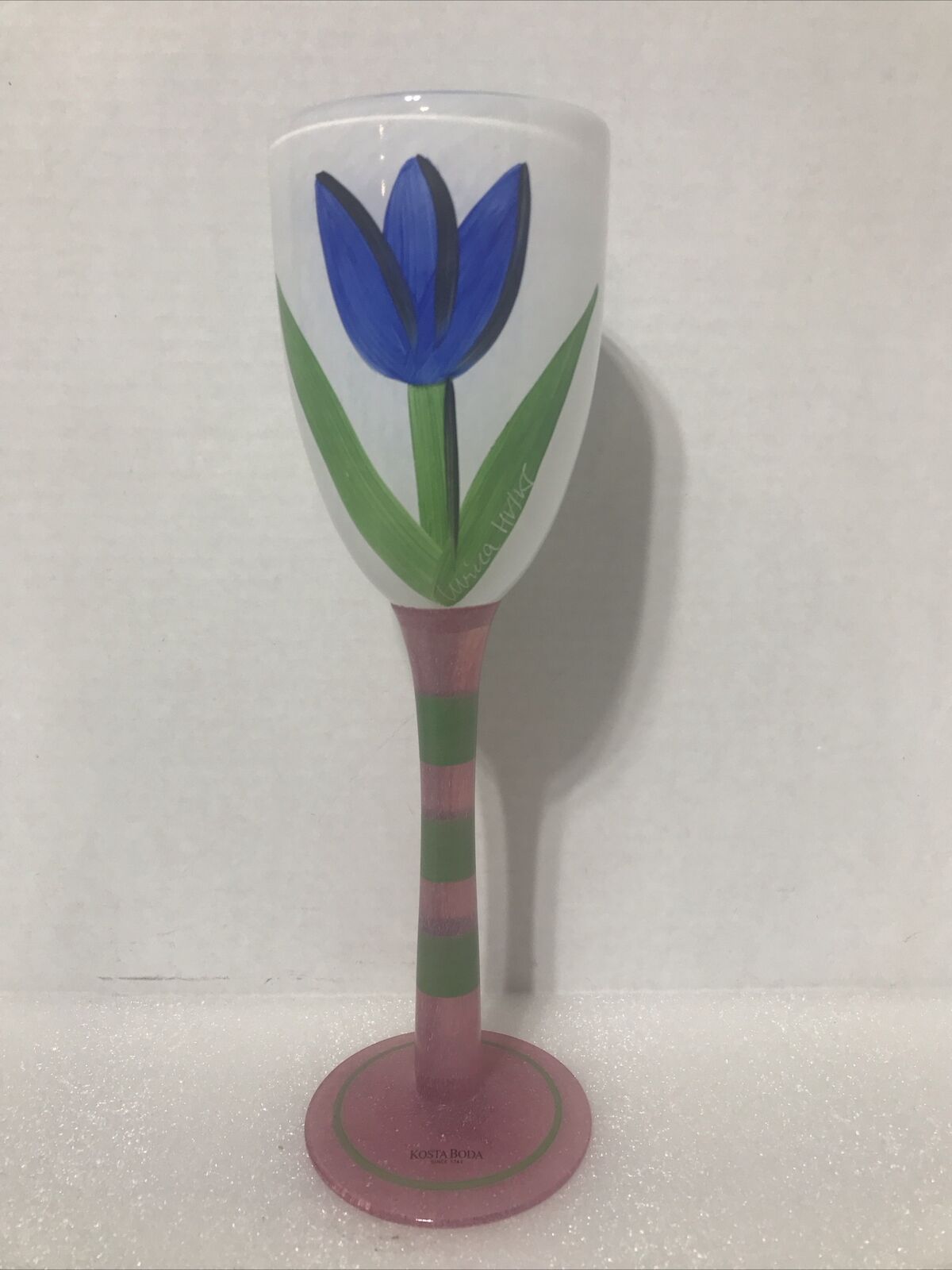 Kosta Boda Tulipa Ulrica Hydman Vallien White Wine Water Goblet Stem Glass 10” A