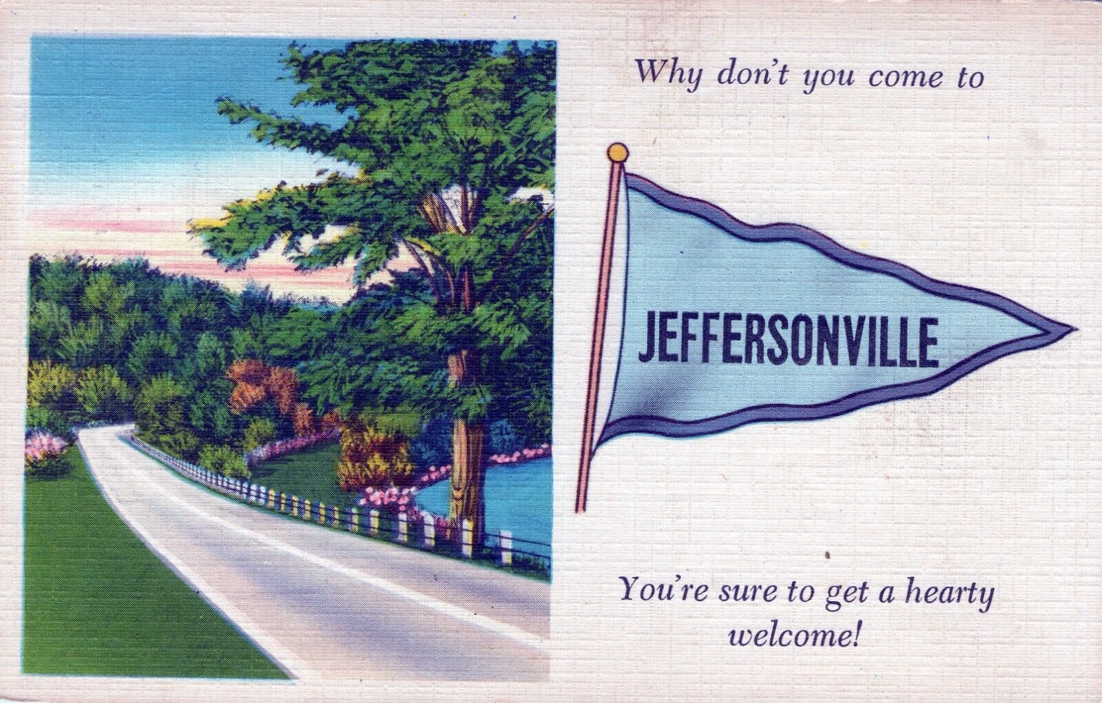 Why Don\'t You Come to Jeffersonville Postcard. Linen Posted in 1955 Postcard
