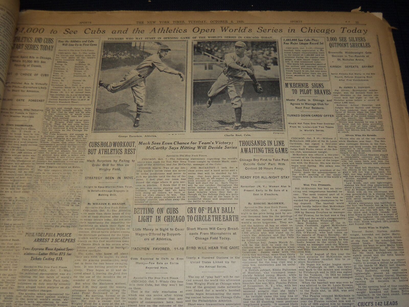 1929 WORLD SERIES ATHLETICS DEFEAT CUBS 4-1 NEW YORK TIMES LOT OF 7 - NT XXXX