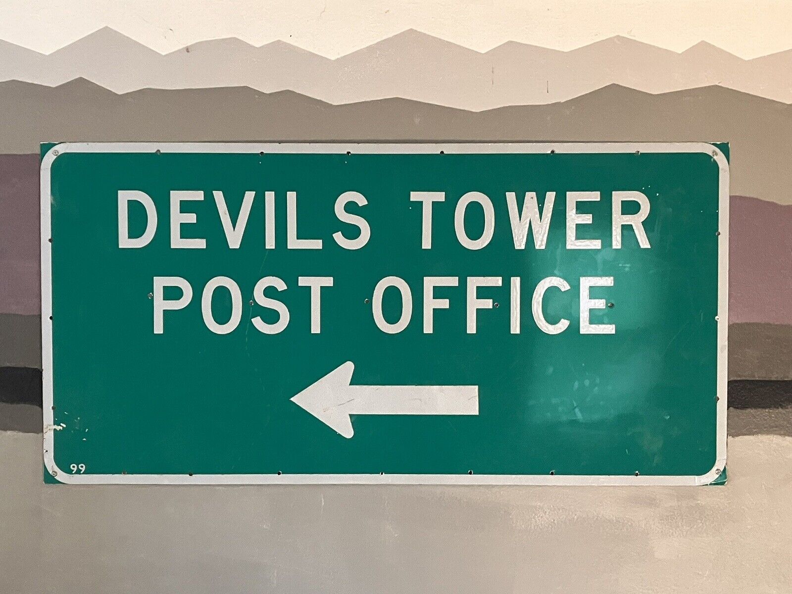 Large 6x3ft Devil’s Tower Post Office Sign Highway Wyoming