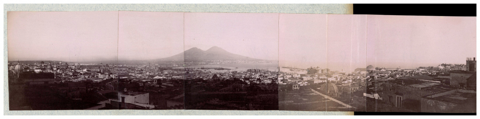 Italia, panorama of Napoli vintage print, period print, silver print