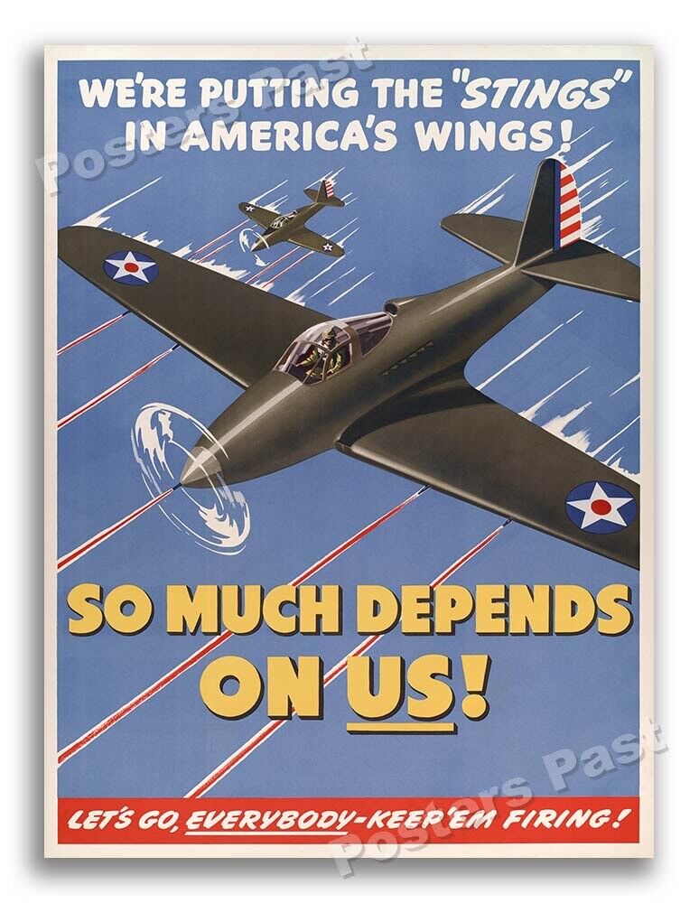 1942 “So Much Depends On Us” Vintage Style WW2 Poster - 24x32