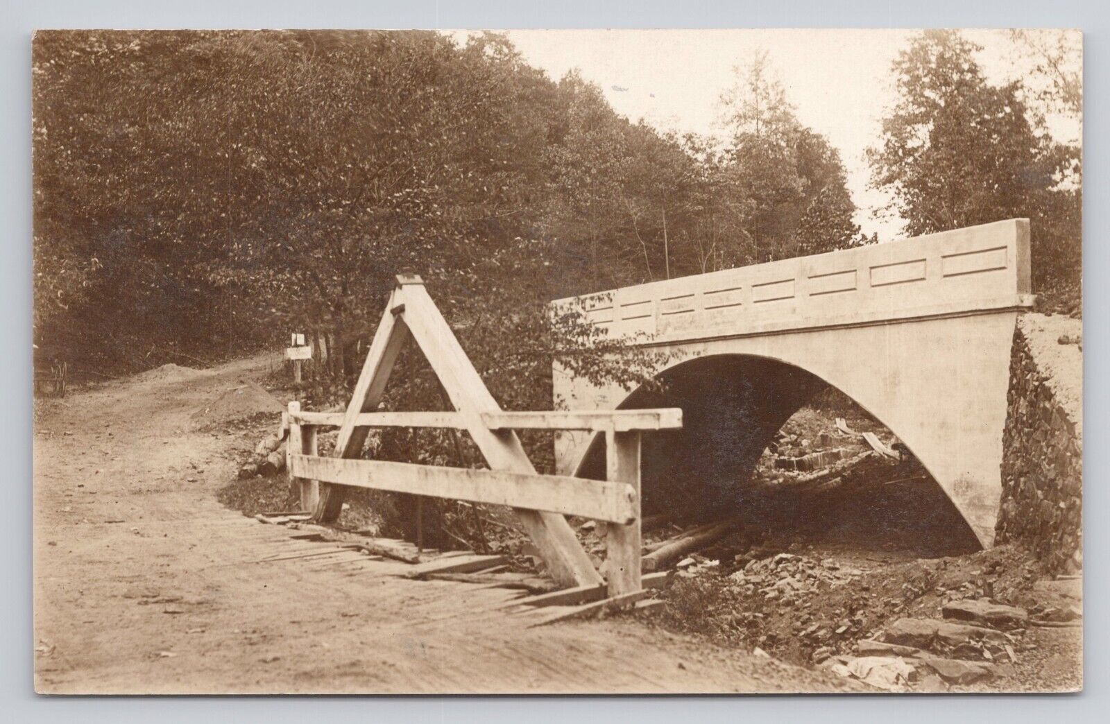 Postcard RPPC Concrete Arch Bridge c1918 US