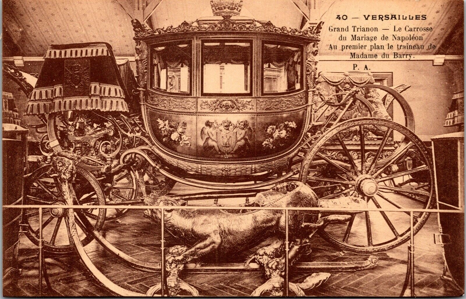 Vtg Versailles France Grand Trianon Napoleon\'s Wedding Carriage Postcard