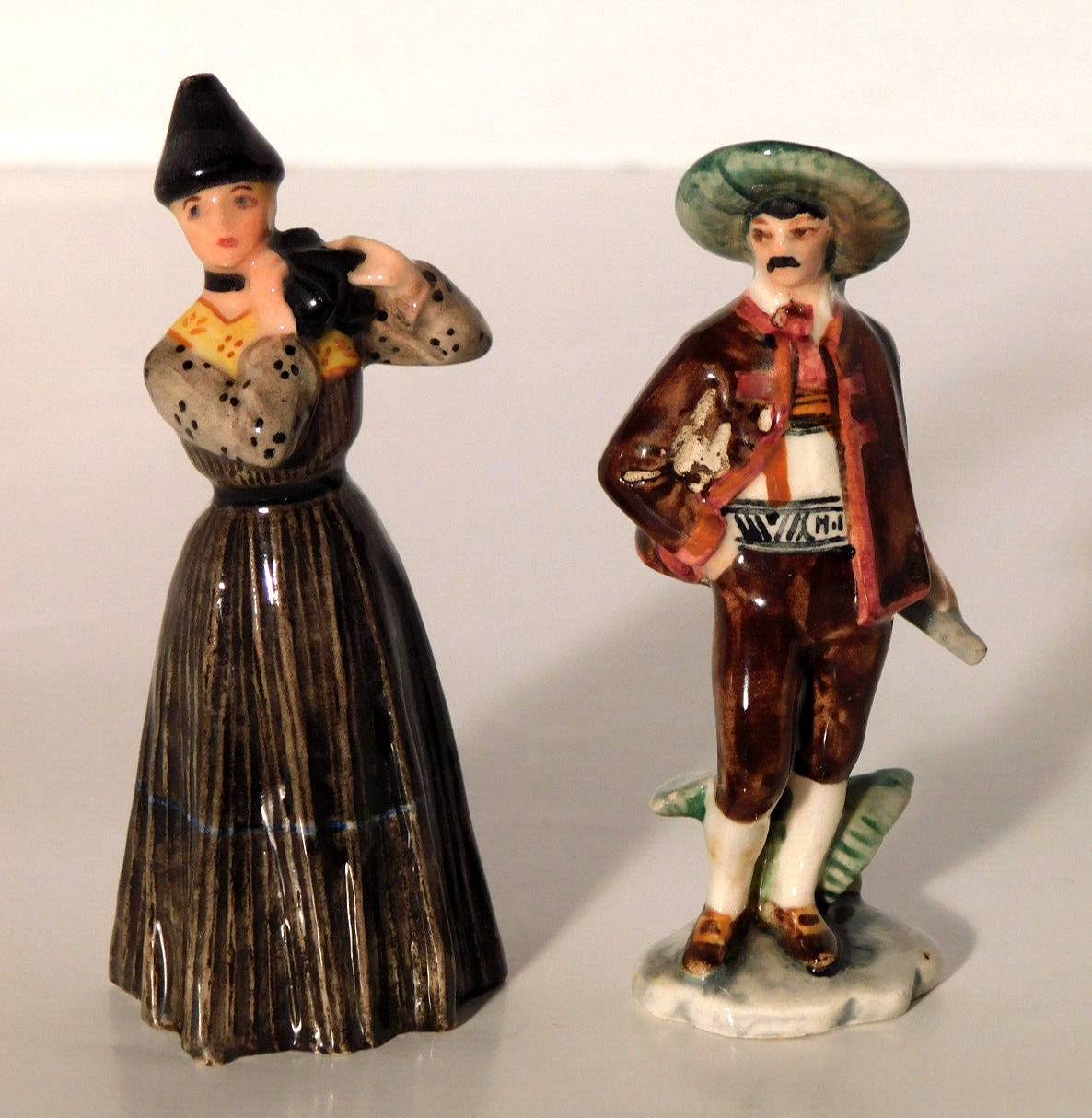 Vtg. Orlik Pair of European Man & Woman Figurines Austria Lot of 2