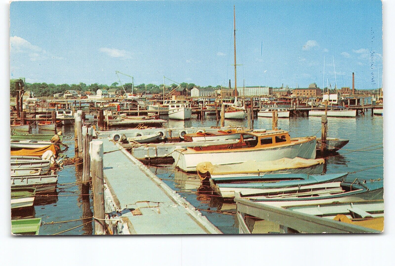 Yacht Basin New London Connecticut CT Chrome Boats Postcard Vtg Unposted