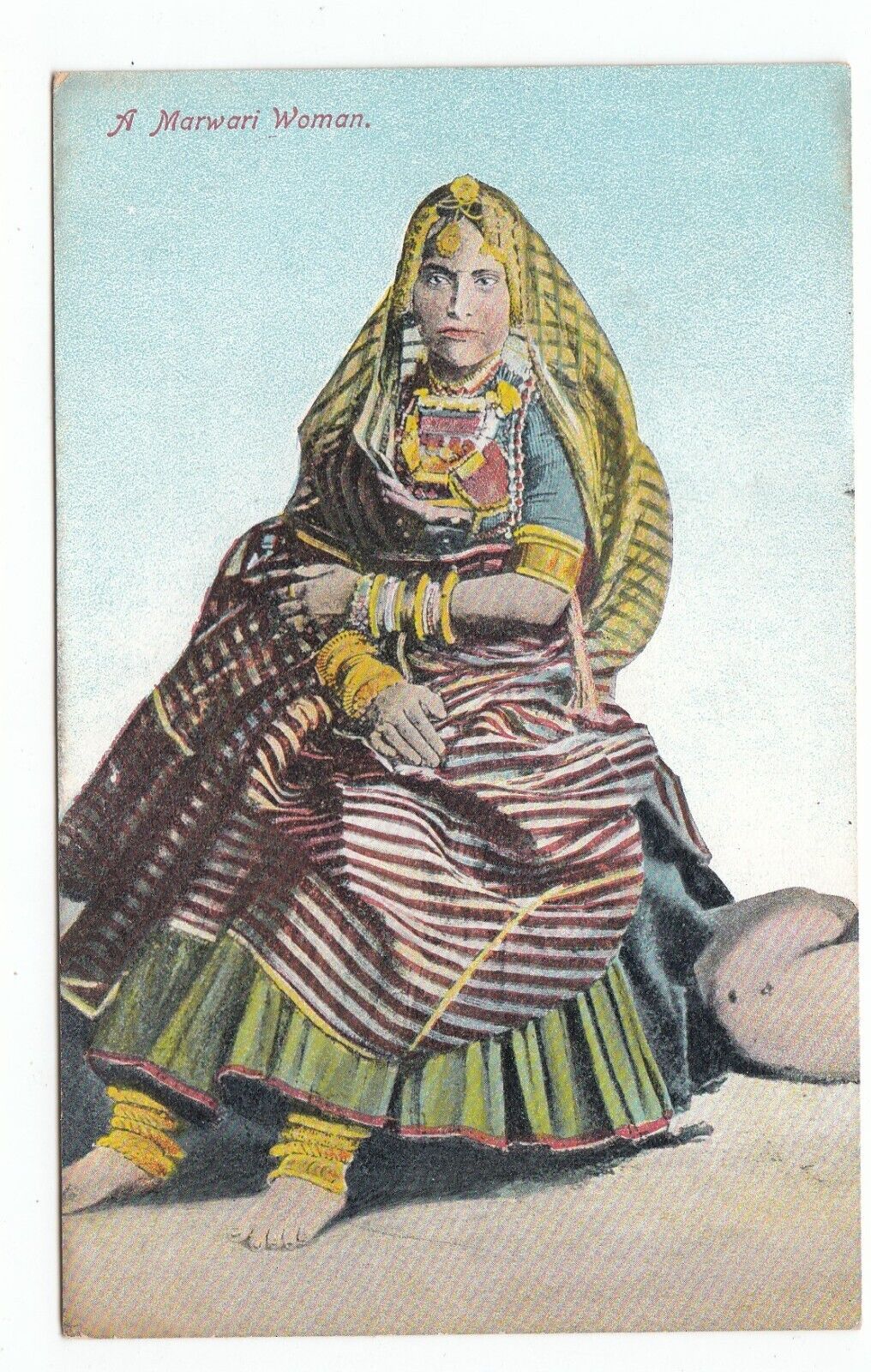 British India - A Marwari Woman Rajastan - Antique OLD Postcard circa 1906