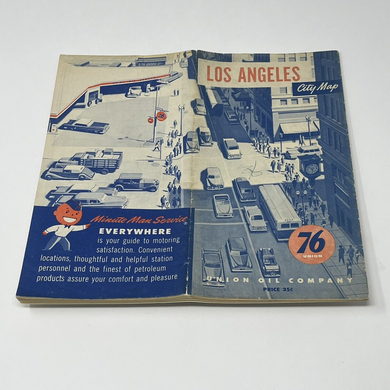 1950\'s Union 76 City Street Map Los Angeles CA Minute Man Service Parks Booklet