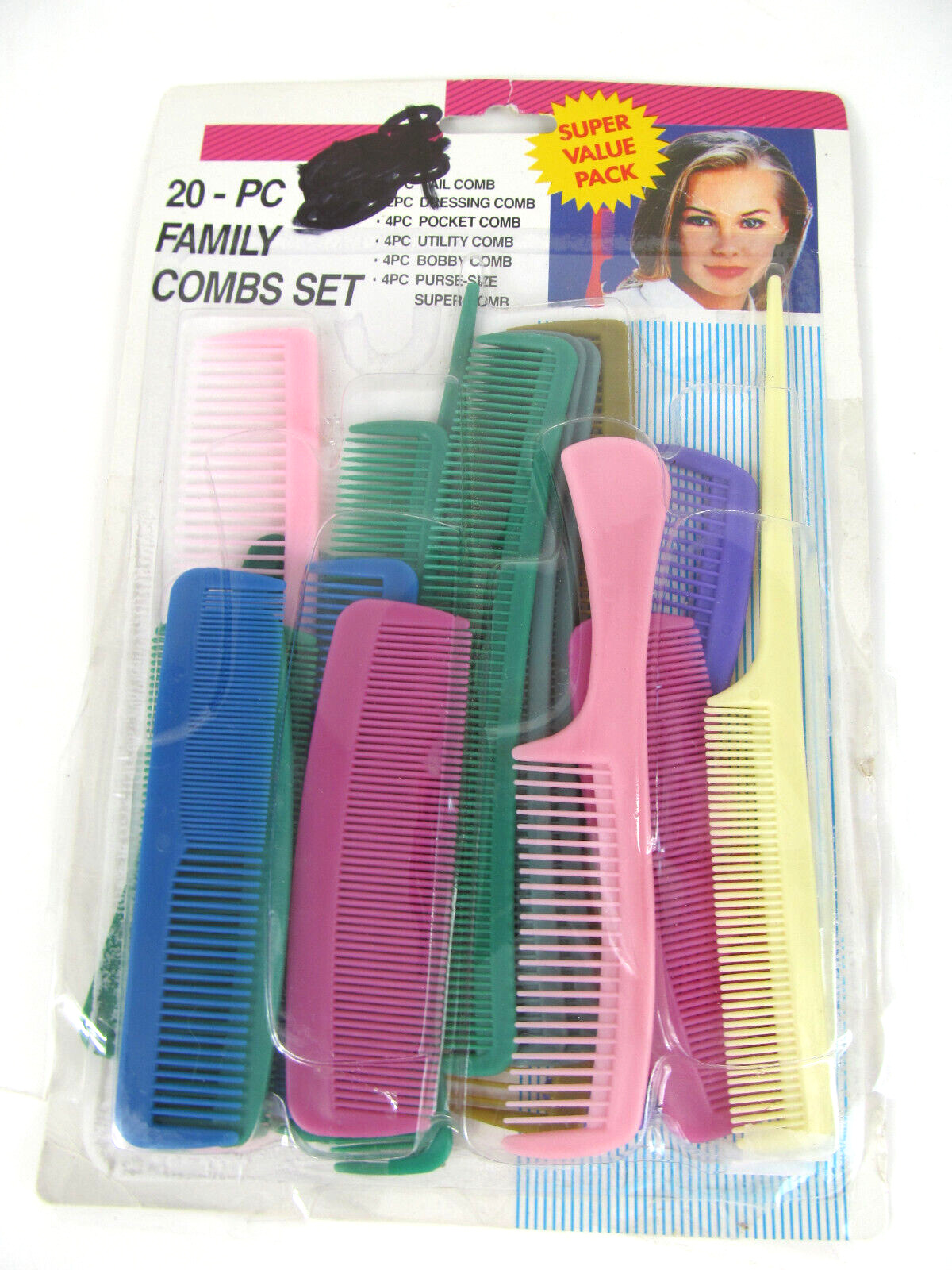 Vintage Unbreakable Family Comb Set Value Pack Plastic Assorted Sizes G
