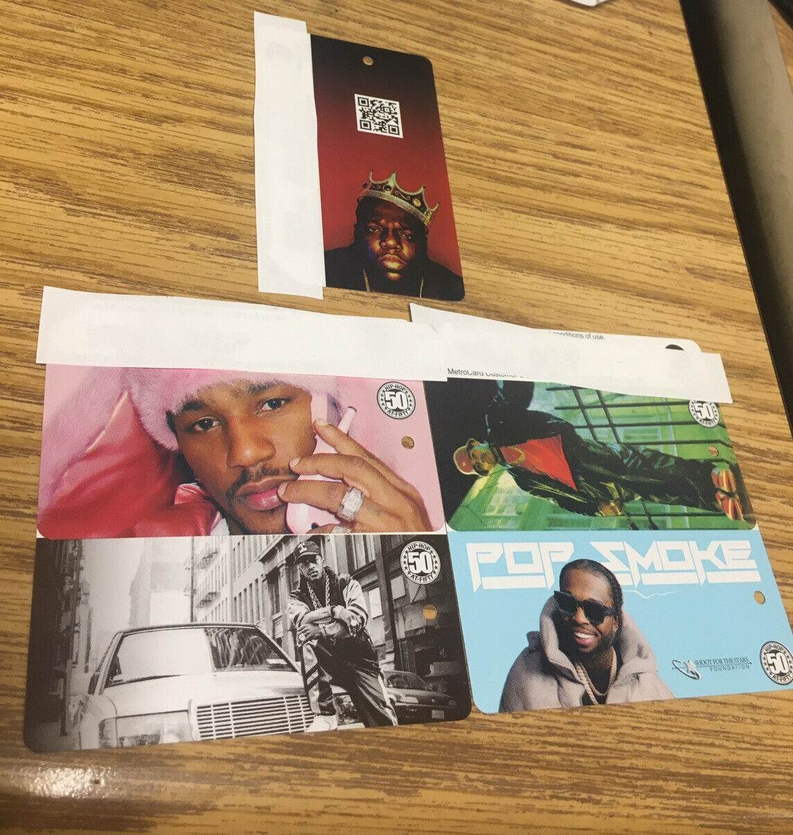 Pop Smoke, LL Cool J, Cam\'ron and Rakim Hip Hop 50th￼￼ Biggie 5 Metrocard Set