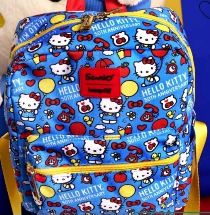 🌈Sanrio Hello Kitty 50th Anniversary All Over Print Square Mini Backpack 🍎