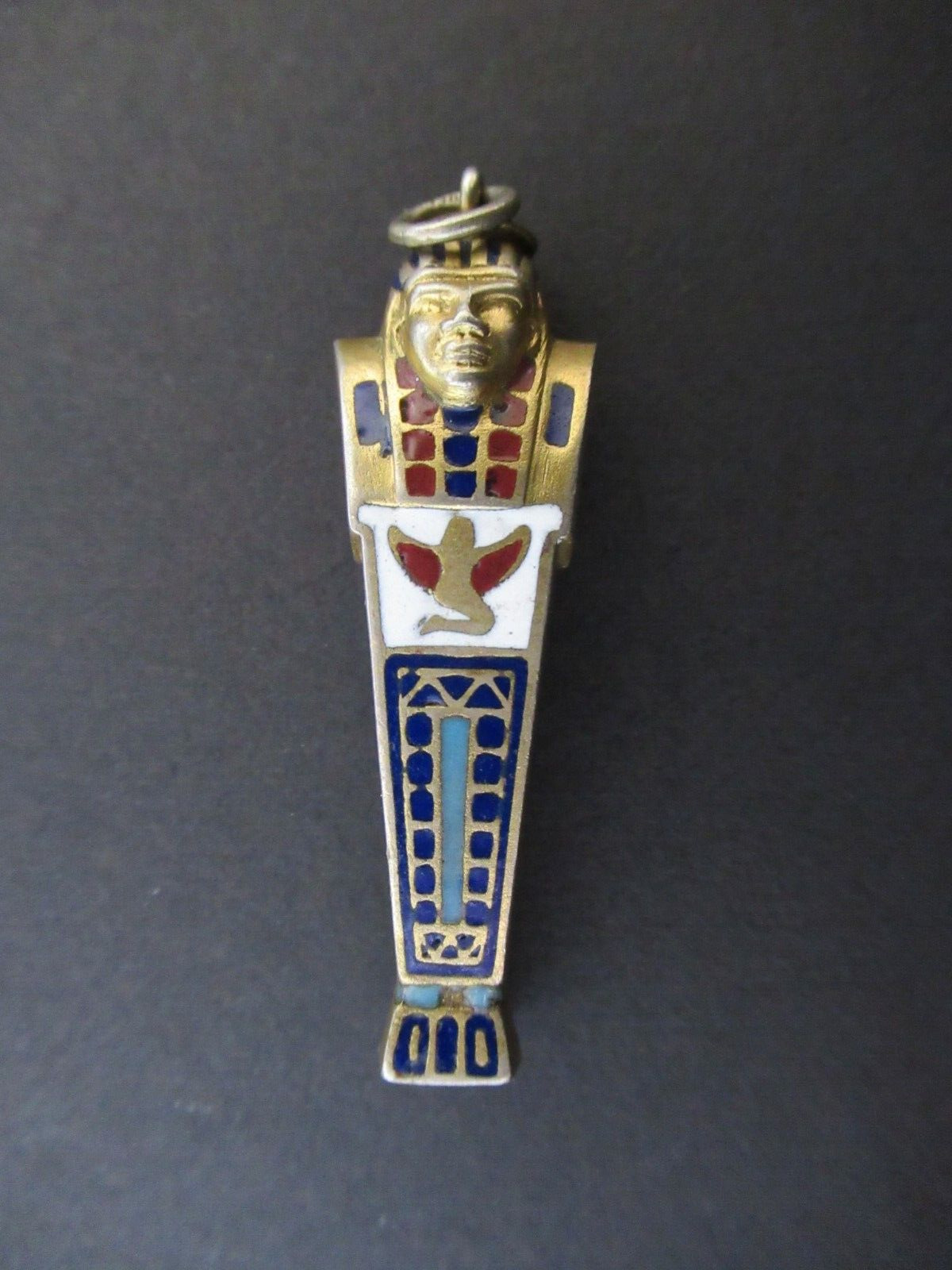 Vintage Egyptian Revival Retractable Pencil, Sarcophagus Pencil Pendant