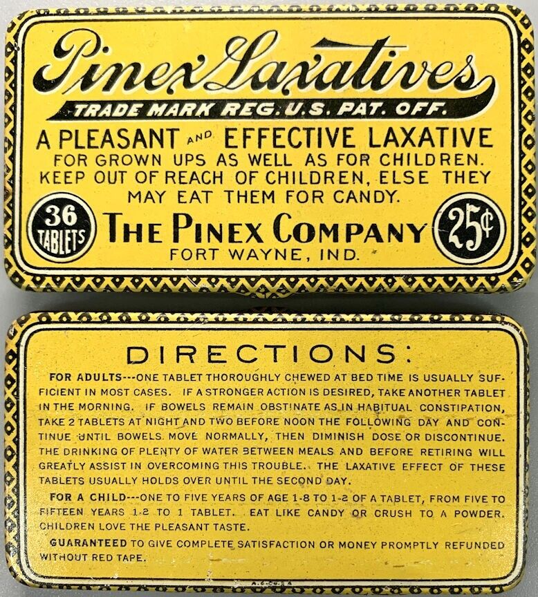 Laxative RX Tins Vintage Original Set of 3 Medicine Medical Pharmacy Pinex NOS