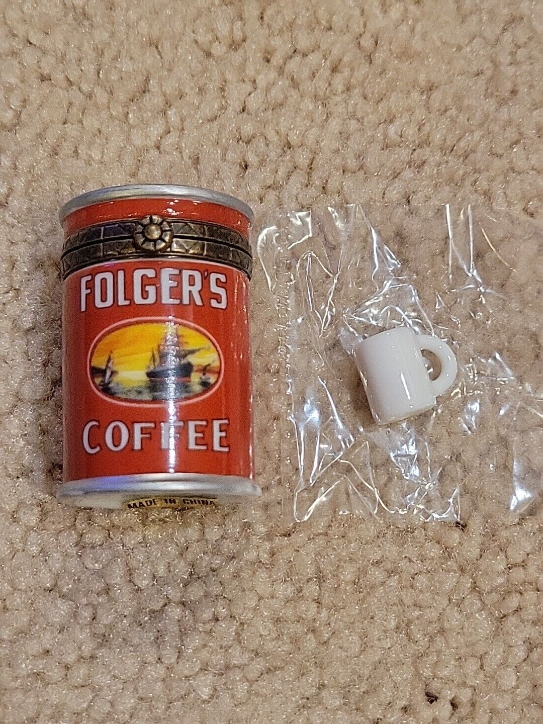PHB Porcelain Hinged Trinket Box Midwest Cannon Falls Folgers Coffee