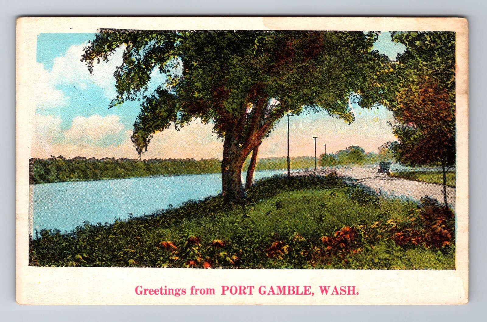 Port Gamble WA-Washington, Scenic Greetings, Waterway, Antique, Vintage Postcard
