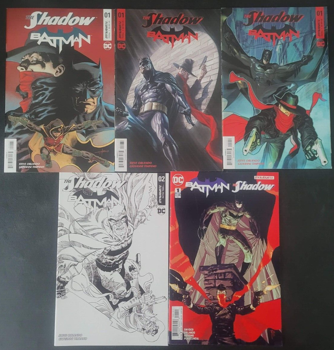 THE SHADOW / BATMAN SET OF 5 ISSUES 2017 DYNAMITE DC COMICS VARIANTS
