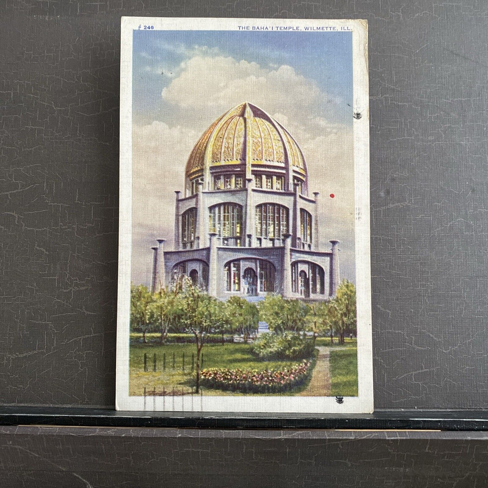 Baha\'i Temple Wilmette Illinois Antique Vintage Linen Postcard 1937 Postmark