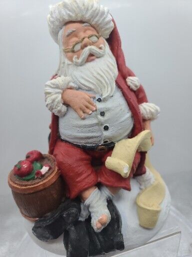 Sleeping Santa Hand painted Heavy 8x6 Looks Nicely Done Vintage Merry Christmas