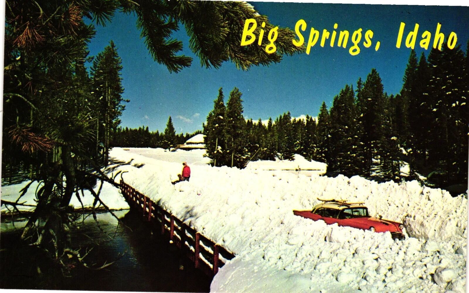 Vintage Postcard- Winter in Big Springs, ID.