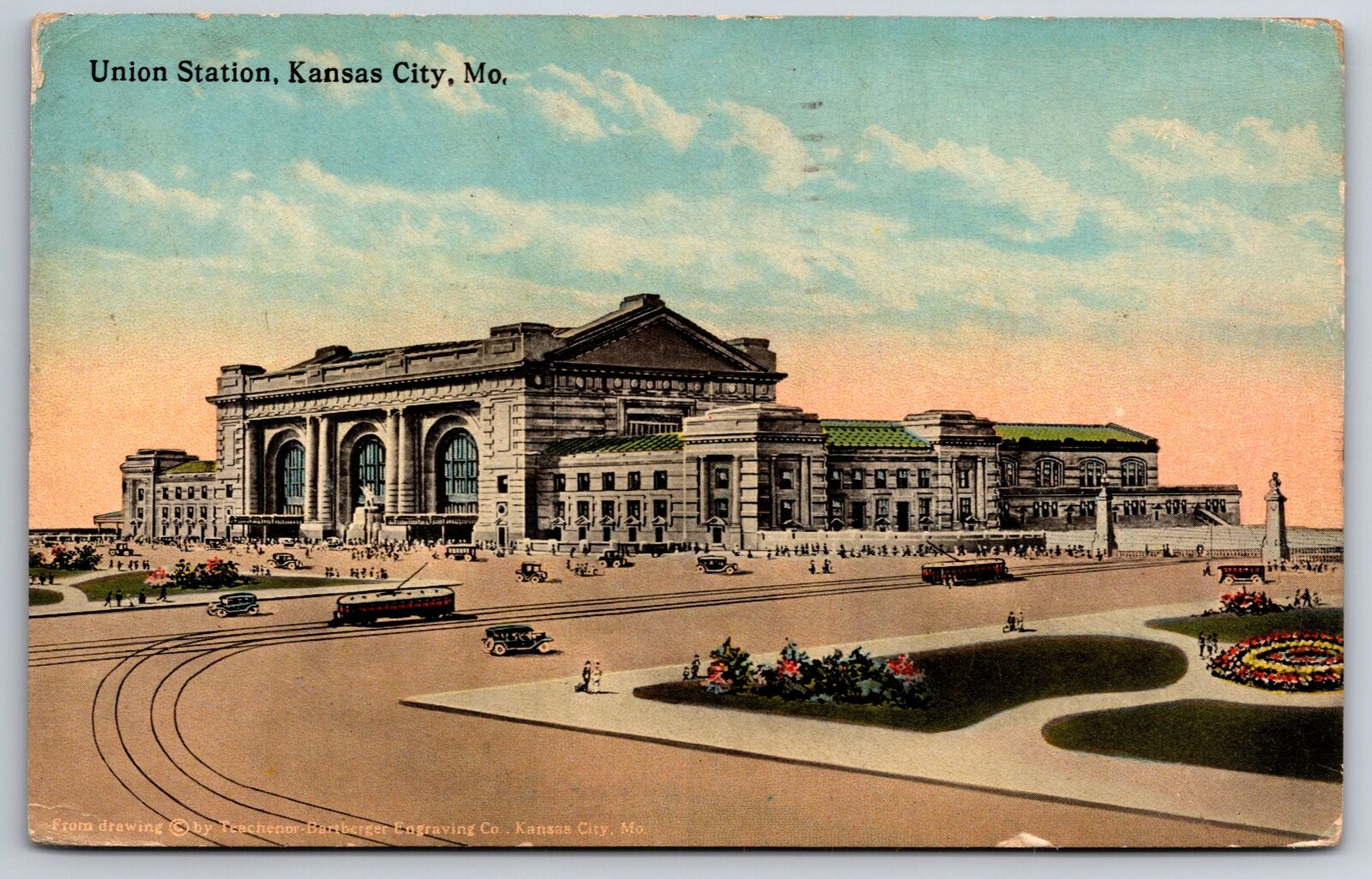 Transportation~Air View Union Station Kansas City Missouri~Vintage Postcard